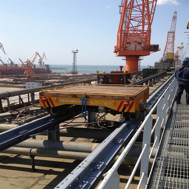 Electric Flat Transfer Cart For Die Plant Cargo Handling 120t